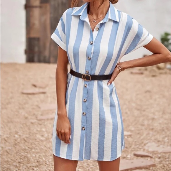 Striped button down shirt dress - Picture 4 of 8